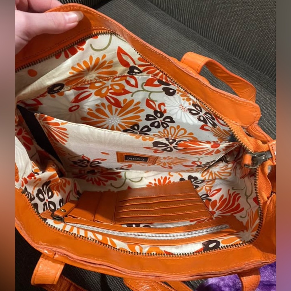 Orange Leather Tote Bag - Latico - Picture 3 of 8